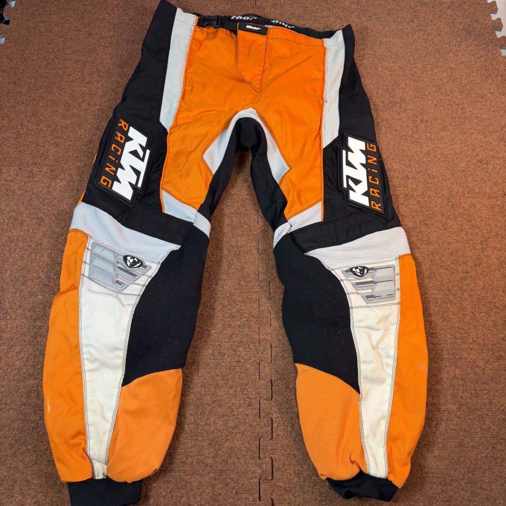 Thor KTM Racing Motocross Pants Mens Orange Black White Size 38 Style 1210 Phase